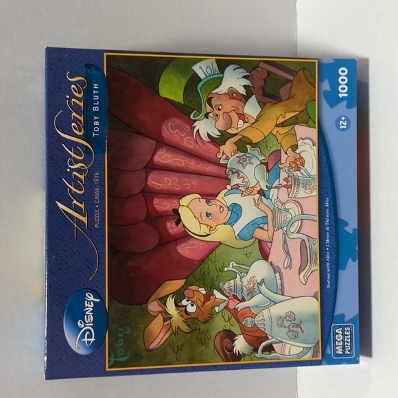 Mega Puzzles Disney Artist Series Toby Bluth Tea Time with Alice 1000 Pc RARE!! - Picture 1 of 7